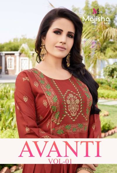 Avanti Vol 1 By Majisha Nx Fancy Foil Printed Kurti Collection